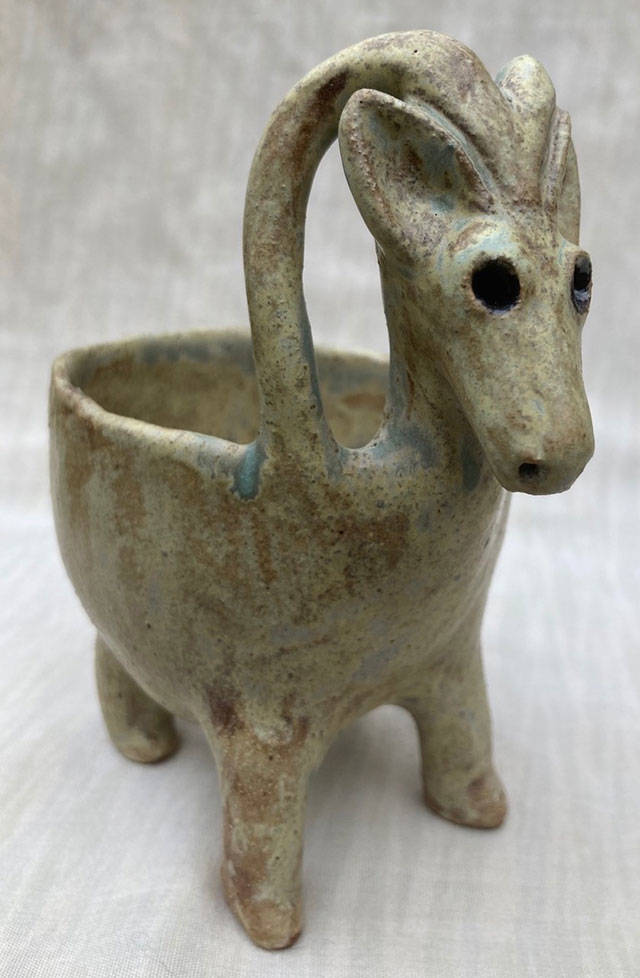 Mary L. Robinsons Goat Pot is another work in the miniatures exhibit at Vashon Center for the Arts (Courtesy Photo).