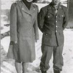Mary and Yunichi Matsuda at Heart Mountain. Mary wears her Nurse Corps uniform and Yunichi in his 442nd RCT Army uniform, 1944 (Photo Courtesy Matsuda Family).