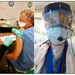 Dr. John Osborn has become one of the first Vashon residents to be vaccinated  possibly the first. Hes shown here getting his injection at his place of work. He serves in a Seattle hospital emergency room where he frequently helps COVID patients. The photo on the right shows him in full PPE while on duty in the ER. Dr. Osborn, and Dr. Ina Oppliger, are completing three years of volunteer leadership service as Coordinators of the Vashon Medical Reserve Corps. When they came into the assignment, the MRC had around 15 volunteers. It now has more than 70 signed up, many of them working at the innovative MRC COVID-19 testing site (Courtesy Photo).