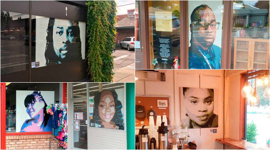 In the summer, paintings of Black Americans who died in police custody pop up in numerous public places and stores on the island, courtesy of Vashons Remembrance Project (Liz Shepherd Photo).