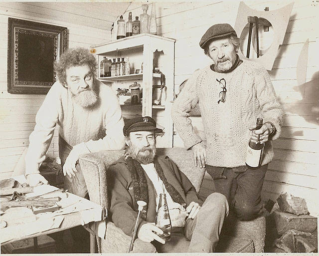 Jim Smith, Billy Lee Sandiford, and Jakk Corsaw at the Portage Store (Photo Courtesy Vashon Heritage Museum).