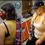 <strong>First Doses in Progress:</strong> For the first time in several weeks, Sea Mar was able to obtain first doses of vaccine and conducted two days of walk-up, first-come-first-served vaccination clinics. Nurse Practitioner Burdett Rooney gives a shot to Katy Silk (left photo) and Volunteer Medical Assistant Sue Hoffman injects Ashley Liseby (right photo). (Photos by Rick Wallace.)
