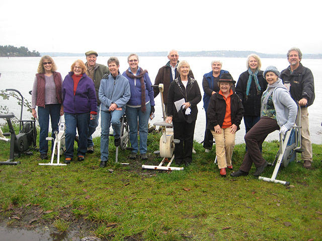 A vintage 12-member Barnworks photo from 2010, shows (left to right) Dayl Holst, Geri Peterson, Jerry Balcolm, Janice Wall, Donna Botten, Harmut Reimnitz, Ilsa Reimnitz, Sharon Munger, Jayne Quig, Rose Belknap, Mary Hodgins and Jon Eric Schafer. All the members, except for Holst and Balcolm, will be showing work in an exhibit at The Hardware Store Gallery Restaurant (Courtesy Photo).