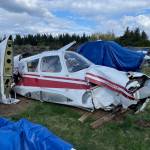 Craig Beles and Truman OBriens Piper PA28-140, was recovered on Monday crumpled yet also still remarkably intact, thanks to OBriens derring-do and skill in the cockpit (Courtesy Photo).