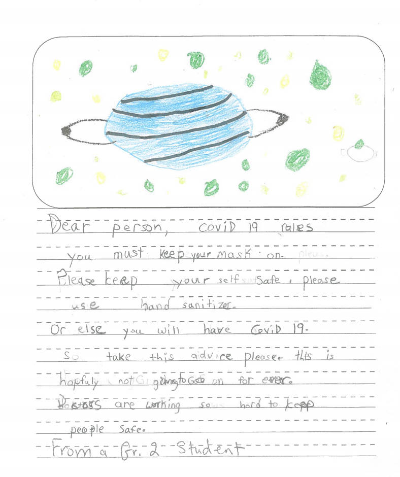 Coldstream elementary students provide advice to adults amid the COVID-19 pandemic.