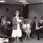 Opal Montague, as president of the Health Center, speaks during a meeting of the Group Health Board about its contract with the health center (Photo Courtesy Montague Family).