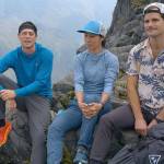 James Batey, Marilina Kim, and Jay Wyatt of Team Southeast Asia are interviewed before the RTCE at Mã Pí Lèng Pass. (National Geographic)