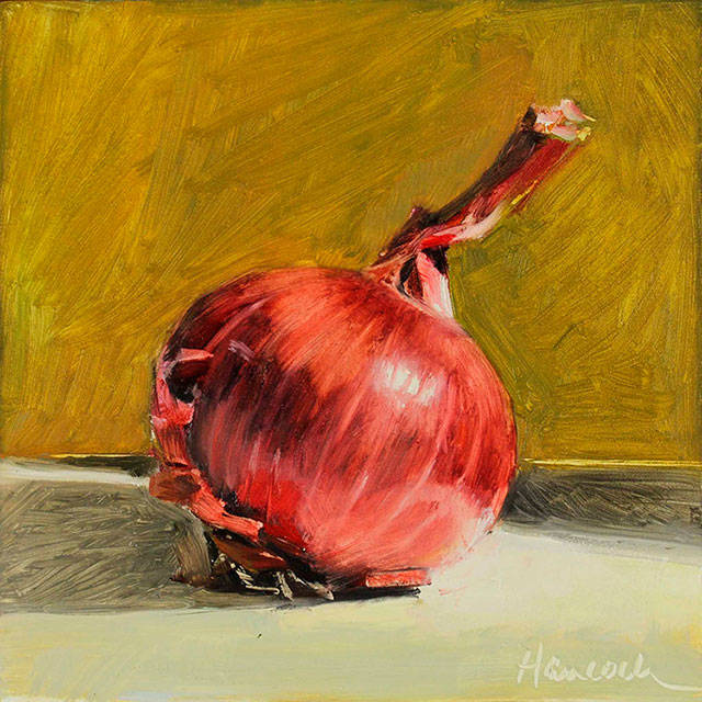 Red Onion on Gold | VIVA Member Show 2021 (Gretchen Hancock Artwork).