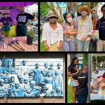 Farmers, families and other islanders at the Vashon Farmers Market celebrated Juneteenth on Saturday, June 19. Those who volunteered at Vashon Island Growers observance of the newly declared federal holiday included (top right) left to right, Betty Capehart, Tina Shattuck, Catherine Johnson, Jen Williams and lead organizer Christina Arthur (Tom Hughes Photos).