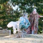 Mik Kuhlman, as Ariel, and Jeanne Dougherty, as Propero, tear up the stage in Vashon Theatre Fests production of The Tempest (Michelle Bates Photo).