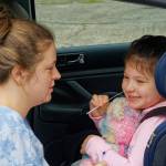 (Photo by Rick Wallace, with permission of parent and child) It tickles, said 5-year-old Hazel Hernandez, as her Mom Kaylee helped with the nasal swab for her COVID test. Hazels Fairy Bear helped out too.