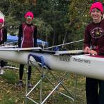 (Amie Macnab Photo) Boys Quad members (left to right) Avery Davis, Nate Wass de Czege, Forest Macnab, and Zack Merrigan. Their coxswain, Caroline Barnes, was not present for the photo.