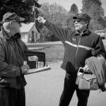 Terry Donnelly Photo
Larry Flynn and Bruce Haulman recounting bus driving stories about the changes in busses since Harlan Rosford drove for his Vashon Transit Company in the 1950s to when Larry drove for Metro from the 1990s to the 2010s.