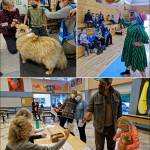 (Rick Wallace Photos, with permission of parents and children)	Six-year-old Silas Gray (top left) got his shot with comfort dog, Maddie, by his side, along with handler Mindy Melville (out of the picture). Clown Luz Gaxiola (top right) kept families entertained for the 15-minute post-shot observation period. Check-in was smooth as Dr. Mary Bergman and EOC Mass Care Section Chief Marijke van Heeswijk (center rear) assisted families at CES.