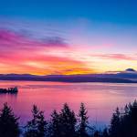 (Alice Burns Photo) Sunrise on Jan. 9, looking over the mouth of Quartermaster toward Burien, Tacoma/ Commencement Bay, and Mt. Rainier.