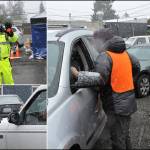 (Allen de Steiguer Photos) Many of the vaccinations provided by the Vashon Pharmacy/VashonBePrepared program happened at this drive-through vaccination site. Dozens of volunteers worked in snow, hail, rain, wind, and even on beautiful clear and sunny days. This photograph was taken one year ago and published in the Feb. 15, 2021 issue of The Beachcomber.