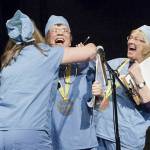 (File Photo) Sharon Boyer, among many other accomplishments, was a fierce competitor at local spelling bees. With The Wanna Bees, a team comprised of Ann Murray, Boyer (center) and Cheryl Pruett, Boyer clinched the championship in the 2012 Vashon Community Scholarship Foundation spelling bee, when she correctly spelled the word ichneumon (ik-noo-muhn), which means  appropriately enough at a spelling bee  a wasp-like insect.