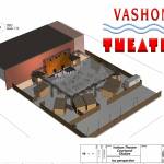 (Simon Clark Graphic) A preliminary concept drawing for a new, outdoor plaza at Vashon Theatre. Current plans have shifted some elements of the design, but the crux of the concept remains the same  to center the plaza with a freestanding, shaded metal structure that will support a stage and LED video wall measuring 32 feet wide by 18 feet high.