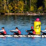 (Steve Tosterud Photo) BBRCs 2018 junior boys quad of Jordon Rutschow, Davis Kelly, Willem Brown and Brian DeLoach at American Lake.