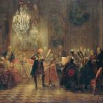 (Wikimedia Commons Artwork) In Adolph von Menzels Flute Concert of Frederick the Great in Sanssouci (1752) the king is playing the flute, his flute teacher Quantz leans against the wall on the far right, and Carl Philipp Emanuel Bach plays the harpsichord. At a concert on 12 p.m. Monday, April 25, at the Church of the Holy Spirit, Jeffrey Cohan will play an exact replica of the kings flute.