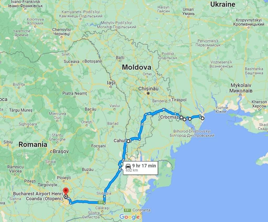 Map showing how the family reached Bucharest. Courtesy of Sergey Polyakov.