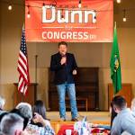 King County Councilmember Reagan Dunn, who is running for U.S. Congress in the 8th District, speaks to supporters in March. Photo courtesy of Dunns Facebook campaign page