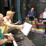 (Courtesy Photo) Vashon Repertory Theatres Annual Fest opens July 22 with Somewhere Between, a new musical by islander Alan Becker (second from left). The show will be presented at Vashon Center for the Arts, in preparation for moving to Off-Broadway next year. It features music direction by Paul Linnes (left), and actors Timothy Wilds and Maria Valenzuela, among others.