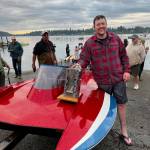 (Brian Brenno Photo) On July 4, the day on Vashon began with Evan Hills win in the islands hydro race and ended with a professional fireworks display over Quartermaster Harbor.