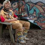 Vashon Island, Washington:
Portrait of Odin Lonning, a traditional Native American artist and carver. From People at Work