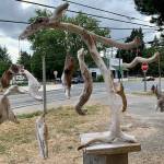 Sculptures by Leigh Sorensen now grace a pop-up gallery space on the south side of the LS Cedar business. (Amy Drayer Photo)