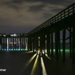 One of the final photographs taken by island photographer Ray Pfortner before the Tramp Harbor dock was closed  taken on Nov. 28, 2019, after midnight showed the ghostly lights of squid fishermen at work. The dock closed to the public on Dec. 2, 2019. (Ray Pfortner Photo)