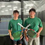 Tennis players Danny Baldinger, left, and Hatcher Fred (Rick Doussett Photo).