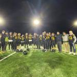 Vashon seniors celebrated on the last night of the Pirates winning season (Catherine Sullivan Photo).