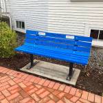 This memorial bench for Jadzia Talitha Stevens and Rande Stevens, placed in a quiet spot at Vashon Presbyterian Church, was funded by islanders contributions for the final expenses of the daughter and mother, who both died in 2022 (Elizabeth Shepherd Photo).