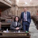 Lander Fontaine (seated) with State Rep. Joe Fitzgibbon, in Washingtons House of Representatives, in Olympia (Washington State Legislative Support Services Photo).