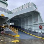 The MV Cathlamet, photographed after its return last week to Washington States Eagle Harbor Maintenance Facility, sports new steel after a $7.7 million repair (Zachary Heistand Photo).