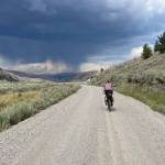 Bob Horsley, riding into a storm in a canyon, near Lima, Montana (Courtesy Photo).