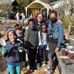 Glenda Berliner with students in the garden she grew at Chautauqua Elementary School (Photo courtesy of Peter Woodbrook).