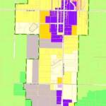 King County has proposed new, more generous incentives to encourage affordable housing in Vashon Town, outlined in green. On the purple parcels, zoned Community Business, up to 36 affordable units per acre could be permitted (King County Map).