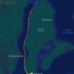 Joe Yarkins watch mapped his course on his dock-to-dock swim on July 6 (Courtesy Graphic).