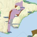 This map from the state Department of Health shows the area in Quartermaster Harbor (the red criss-cross grid) in which shellfish harvesting is temporarily closed due to high levels of paralytic shellfish poison.