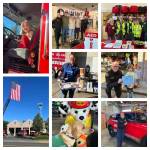 At Vashon Island Fire & Rescues open house on Saturday (top left) Madeline, who might grow up to be a firefighter, perched in the drivers seat of VIFRs ladder engine. Inside the station, (middle row, top to bottom) the Yates family, flanked by Fire Chief Matt Vinci and Division Chief Ben Davidson, at the Sam Yates Community Foundation booth; James Freund and a crew of other Rotarians served up pancakes; and mascot Sparky the Fire Dog meet a real-life hero from Vashon Guide Dogs. (Right row, top to bottom) VashonBePrepared, Vinci admires the artwork of a young attendee, and Commissioner Bridget Shran Brown stands in from of VIFRs new Mobile Integrated Health aid car (Elizabeth Shepherd Photos).