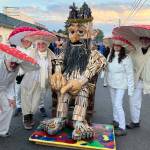 Matt Beursken, as Edgar the Forest King, surrounded by a group that calls itself The Mushroom 5. These fungi friends included (Left to right) Phil Levin, Amy Greenberg, Veronica Fernmoss, Elizabeth Braverman, and Brad Roter. Liz Shepherd photo