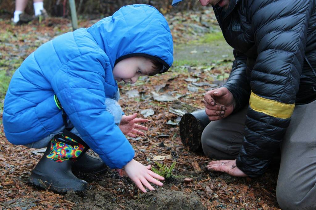 Alex Bruell photo
A little one helps with planting at the new Dockton Park Playground.