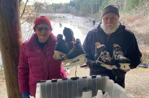 Tom Hughes Photo 
Linda and Gary Peterson, queen and king of skating on Vashon, on Sunday afternoon.
