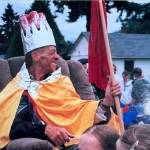 Glenn Cooper, holding court as the King of Cans in one of many Strawberry Festival parade appearances (Courtesy Photo).