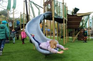 Kids enjoyed the opening of the new Dockton Park Playground the morning of Dec. 16, 2023. Photo by Alex Bruell.