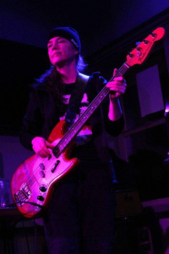Bassist Dawn Smithson, of Gloom Gazer, performs at Sportys. Photo by Alex Bruell.
