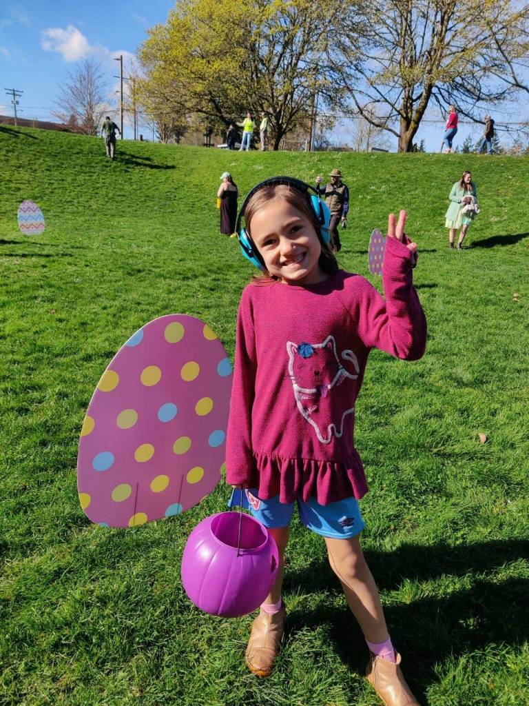 Six-year-old Hannah was among the kids hunting for eggs March 30 at Ober Park. Courtesy photo.
