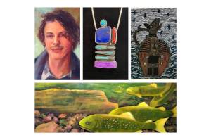 Courtesy Photo 
Works by (top, left to right) Pam Ingalls, Eric Heffelfinger, Laurie Brown, and (bottom) Donna Caulton will all be on view on the First Friday gallery cruise and the VIVA Spring Studio Art Tour.